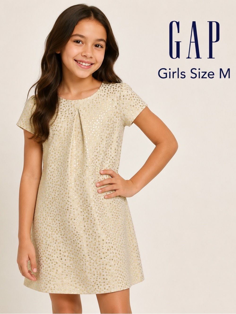 GAP Cream Polka Dot Short Sleeve Dress/girls size M
